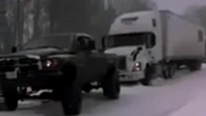 18 Wheeler Stuck In The snow Is Saved By The TOWING Master DODGE CUMMINS