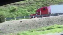 Huge Semi-Truck Brakes Fail and the Drivers Has to Use Emergency Escape Ramp