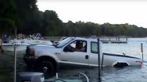Unfortunate Man His Huge Ford F250 XL Truck and Boat Trailer at Cherry Lake