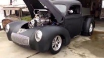 Blown 540ci Chevy Small Block Powered Perfectly Matte 1941 Pro Street Willy's Pickup Truck