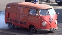 Volkswagen Fire Bus with a Beast-Like Engine Rocks the Santa Pod Raceway!